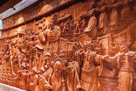 HOI AN, VIETNAM - MARCH 19, 2017: Pottery stuffs are sun-dried in Thanh Ha Pottery Village. The village was formed at the end of the 15th century, by the Thu Bon river, Quang Nam province, Vietnam.のeditorial素材