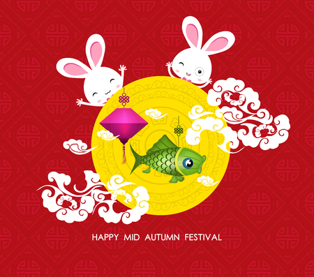 Moon rabbits for celebration Mid Autumn Festivalのイラスト素材
