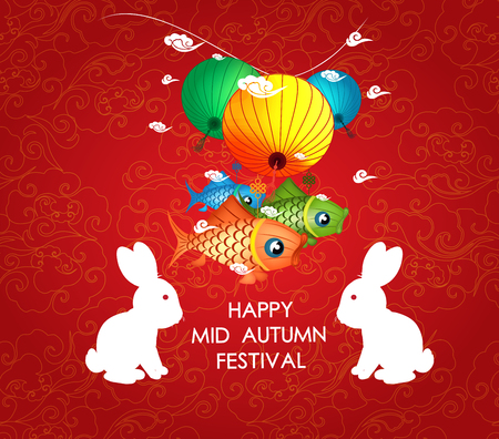 Chinese lantern festival. Carp lanterns designのイラスト素材
