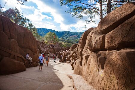 DALAT, VIETNAM - February 17, 2017: Amazing destination for Vietnam tourism, work of art know as sculpture tunnel from clayのeditorial素材