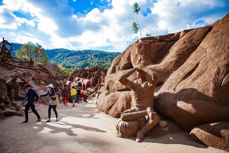 DALAT, VIETNAM - February 17, 2017: Amazing destination for Vietnam tourism, work of art know as sculpture tunnel from clayのeditorial素材