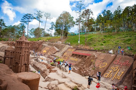 DALAT, VIETNAM - February 17, 2017: Amazing destination for Vietnam tourism, work of art know as sculpture tunnel from clayのeditorial素材