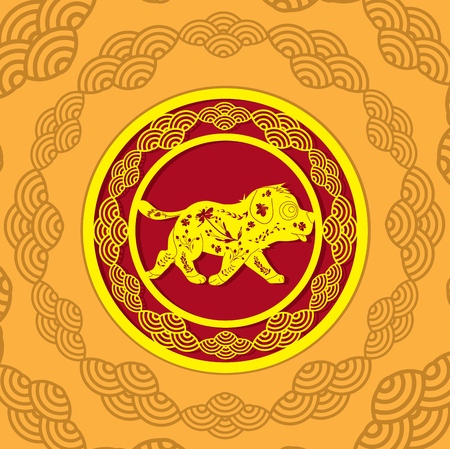 Chinese New Year Lantern Ornament Vector Design. Year og the dogのイラスト素材
