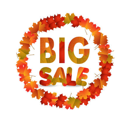 Sale banner with autumn leavesのイラスト素材