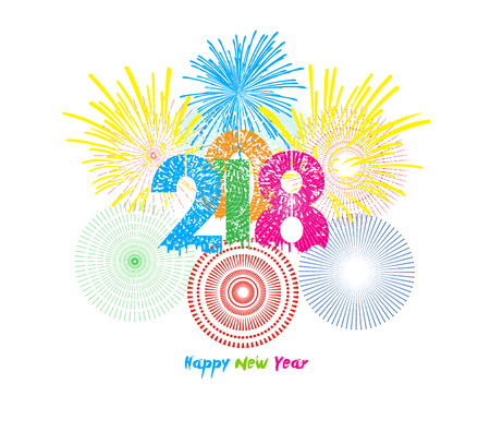 Fireworks display for happy new year 2018のイラスト素材