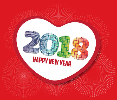 happy new year 2018 with heart greetingのイラスト素材