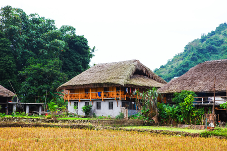 Traditional stilted house this charming home stay belongs to a local Tay familyの写真素材