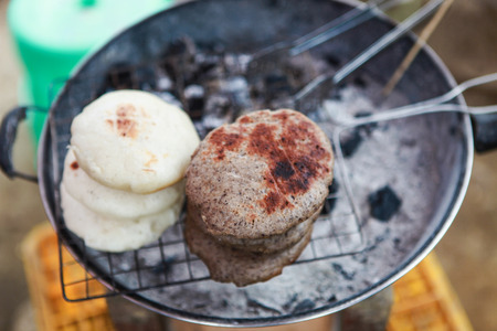 Grilled rice cakes, Ha Giang highland markets, Vietnamの写真素材
