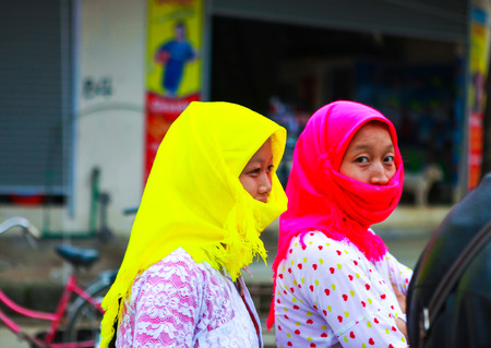 DONG VAN, HA GIANG, VIETNAM, November 18th, 2017: Hmong women in Dong Van district, Ha Giang province, northwest of Vietnam.;のeditorial素材