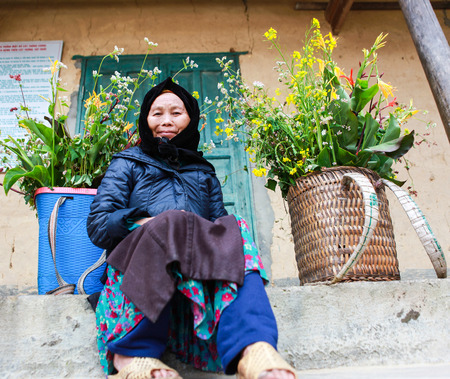 DONG VAN, HA GIANG, VIETNAM, November 18th, 2017: Hmong women in Dong Van district, Ha Giang province, northwest of Vietnam.;のeditorial素材