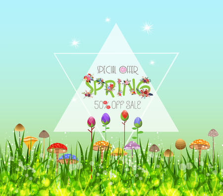 Colorful Spring Graphic Flower Bordersのイラスト素材