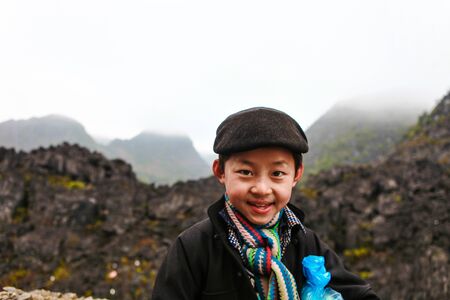 DONG VAN, HA GIANG, VIETNAM, January 1th, 2018: Children of ethnic Hmong in Ha Giang, Vietnam. Ha Giang is home to mostly Hmong liveのeditorial素材