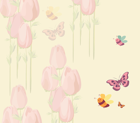 Springs flowers and floral backgroundのイラスト素材