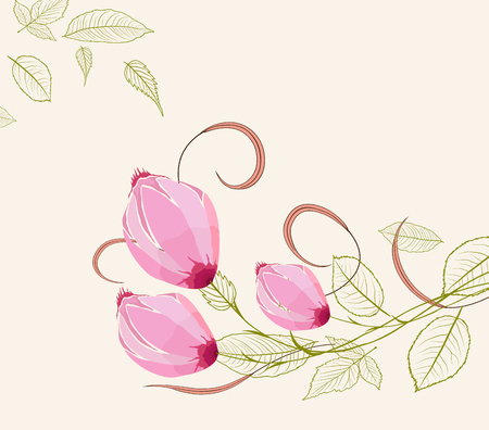 Blooming spring flowers, springtime Vector illustration.のイラスト素材