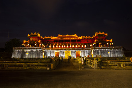 Entrance into Imperial city in Hue Vietnam eveningのeditorial素材