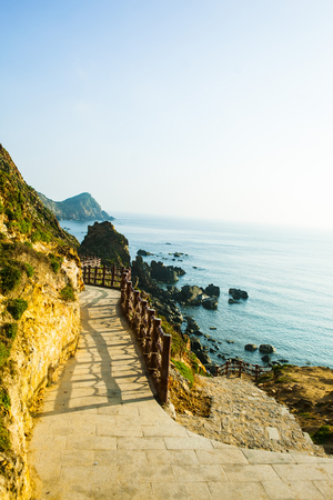 Landscape of Eo Gio bay in Qui Nhon Vietnamの写真素材