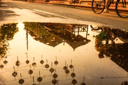 HOI AN, QUANG NAM, VIETNAM, April 26th, 2018: Beautiful early morning at street in Hoi an ancient...