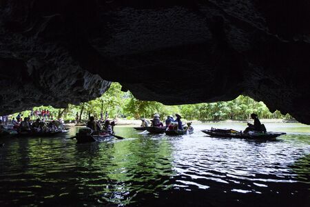 TAM COC, NINH BINH, VIETNAM, July 1th, 2018: Rice field and NgoDong river in NinhBinh, Vietnamのeditorial素材