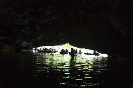 TAM COC, NINH BINH, VIETNAM, July 1th, 2018: Rice field and NgoDong river in NinhBinh, Vietnamのeditorial素材