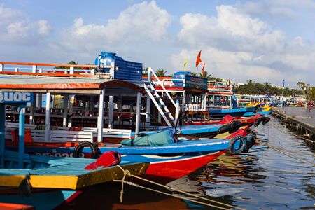 HOI AN, QUANG NAM, VIETNAM, SEPTEMBER 20, 2018: Beautiful early morning at street in Hoi an ancient town. Hoi An is the World's Cultural heritage site, famous for mixed cultures & architecture.のeditorial素材