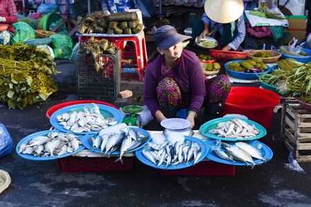HOI AN, QUANG NAM, VIETNAM, SEPTEMBER 20, 2018: Colorful vegetables for sale at the Central Market of Hoi An, Vietnamのeditorial素材