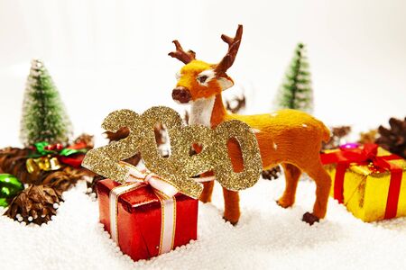 Christmas holiday theme with reindeerの写真素材