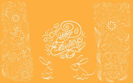 Easter frame with easter eggs hand drawnのイラスト素材