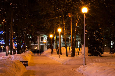 The city decorated with light garlandsの写真素材