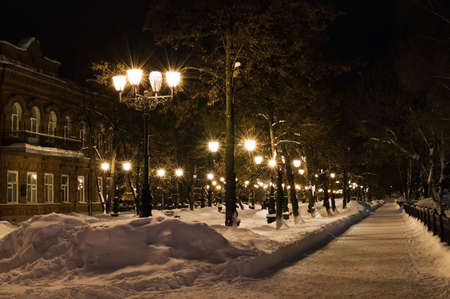 The city decorated with light garlandsの写真素材