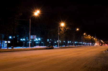 The city decorated with light garlands by New yearの写真素材