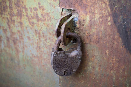 The container for the pump closed on the lockの写真素材