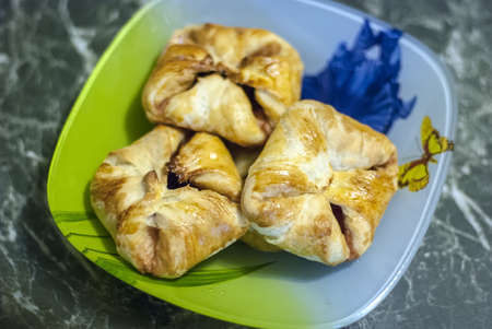 Fresh home-made pies in a deep vase
