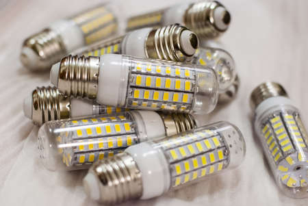 Several LED lighting lamps with E27 socleの写真素材
