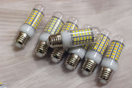 Several LED lighting lamps with E27 socleの写真素材