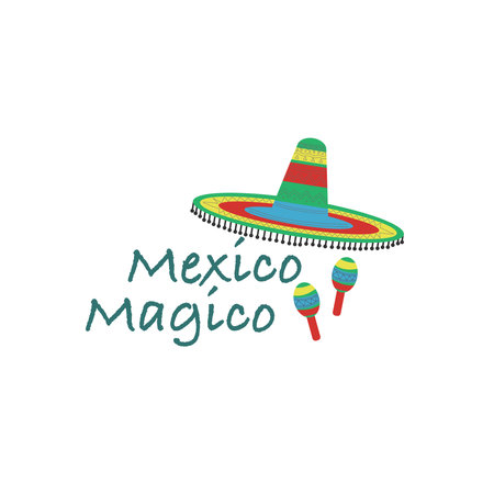Mexican sombrero hat with maracas. vector illustration.のイラスト素材