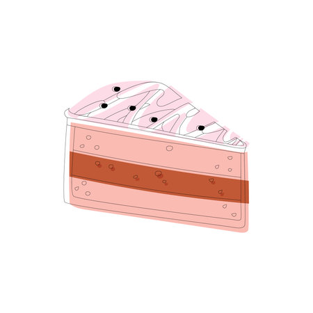 Cartoon vector cake ilustration. Piece of cake. Isolated on a white background. Minimalistic style.
