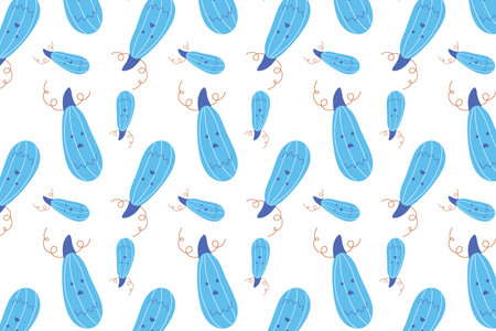 Seamless pattern, flat style pumpkin, decorative background, isolated. Cute blue pumpkin pattern, fun Halloween.のイラスト素材