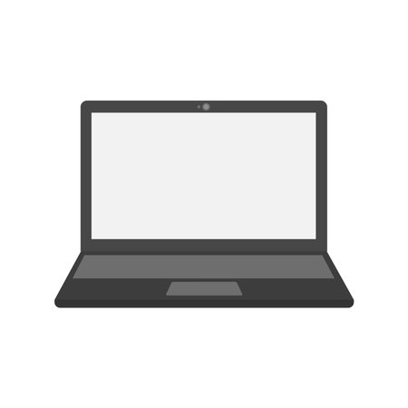 Black laptop, computer.This vector of a black laptop on a white background for technology digital projects. Use it in presentations, web design, advertising, and educationのイラスト素材