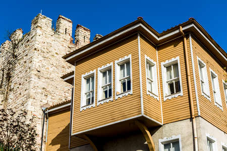 Old houses under caste from Istanbul in Turkeyのeditorial素材
