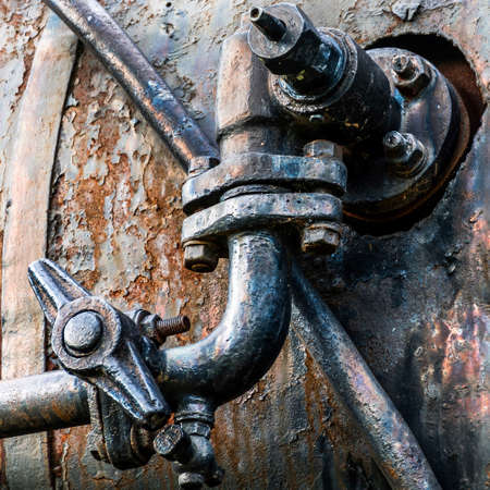 Rusty Pipe on Corrugated Metal / Excellent backdropの写真素材
