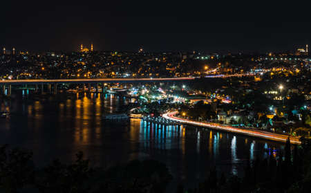 Night view of Istanbul from Pierre Loti Hillの写真素材