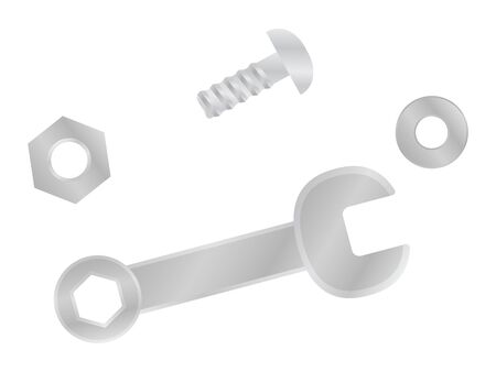 Bolts and Nuts and Combination Shaded Vector Illustration.のイラスト素材