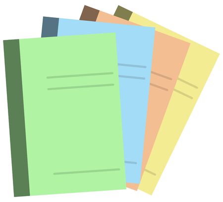 Four notebooks isolated vector illustration.のイラスト素材