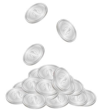 Illustration of Japanese one yen coinsのイラスト素材