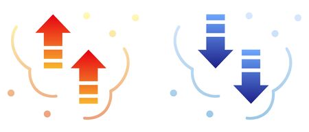 Down or up arrows isolated vector icon. Temperature drop or rise image.