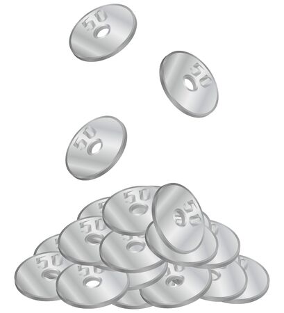 Illustration of Japanese fifty yen coinsのイラスト素材