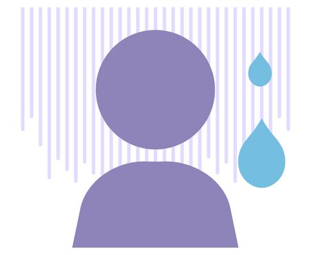 Emotional expression of cold sweat and bad feeling. Person turned pale. Isolated vector illustration.のイラスト素材