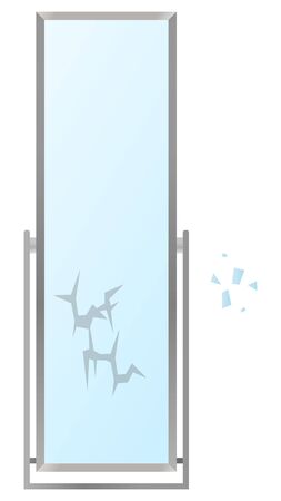 broken stand mirror isolated vector illustrationのイラスト素材