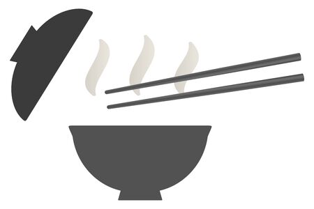 Japanese bowl and chopsticks isolated vector illustration.のイラスト素材