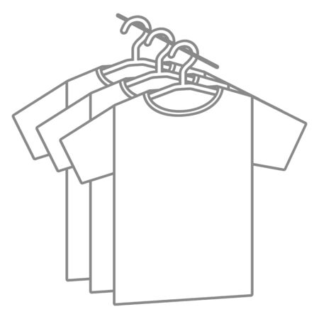 Shirts hung on hangers isolated vector illustration.のイラスト素材